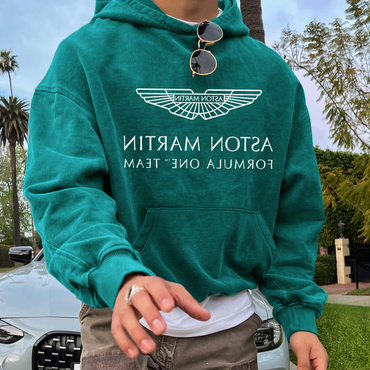 Oversized Hoodie Racing Graphic Print Chic Hooded Sweatshirt Aston Martin Hoodie