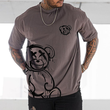 Bear Graffiti Print Casual Chic T-shirt