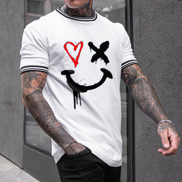 Emoji Printed Contrast Men's Chic T-shirt