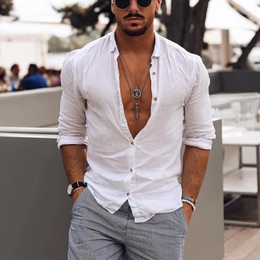 Mens Casual Fashion Solid Chic Color Shirt