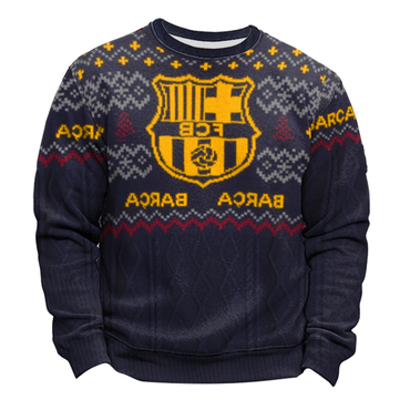 Fc Barcelona Football League Chic Dark Blue Christmas Ugly Sweatshirts