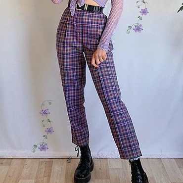 Casual Retro Plaid Chic Trousers