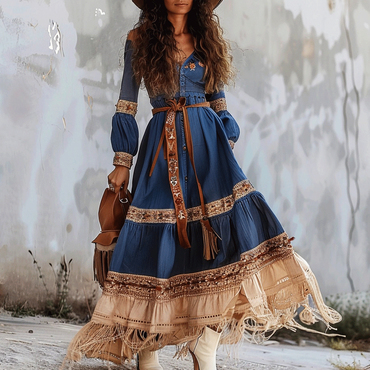 Women's Gypsy Stitching Bohemian Chic Dress