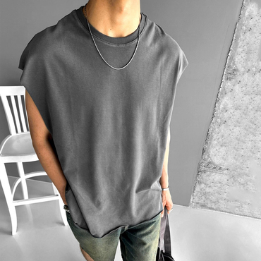 Oversized Crew Neck Sleeveless Chic T-shirt