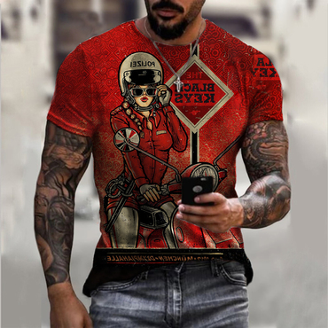 Retro Movie Poster Print Chic Casual T-shirt