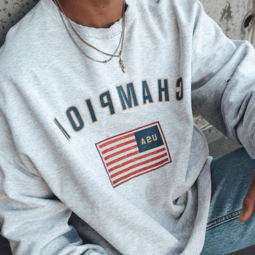 Champion Printed Crew Neck Chic Sweatshirt