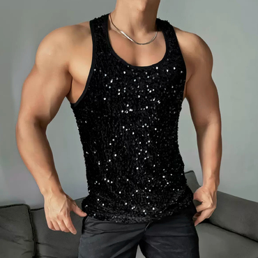 Men's Sequin Sleeveless Tank Chic Top