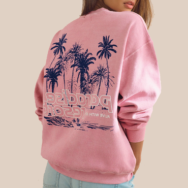 Women's Pink Palm Tree Chic Sweater