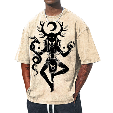 Men's Unisex Chief Tribal Chic Illustration Print Graphic Print Casual Crew Neck Oversized T-shirt