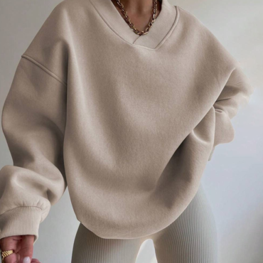 Women's Solid Color Oversized Chic Drop Shoulder Sweatshirt