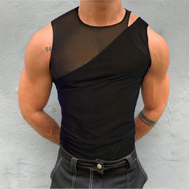 Men's Irregular Deconstructed Crop Chic Sleeveless Top