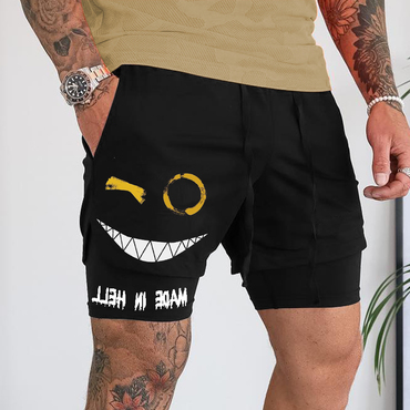 Men's Lace-up Printed Functional Chic Shorts