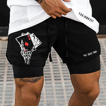 Death Skull Playing Cards Chic Gym Performance Shorts