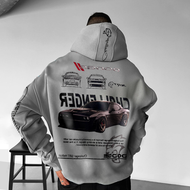 Men's Oversized Sports Car Chic Graphic Hoodie