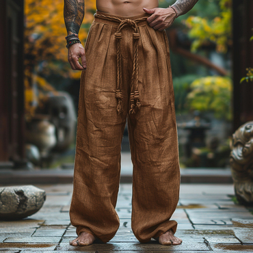 Simple Loose Men's Linen Chic Pants Comfortable And Breathable Linen Pants