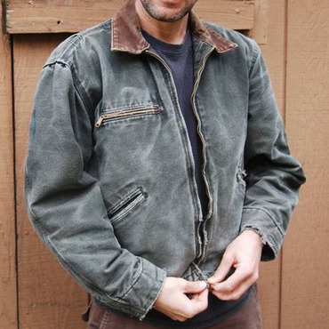 Mens Vintage Denim Fleece Chic Jacket Coat