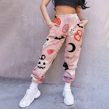 Halloween Pattern Women's Casual Chic Pants Drawstring Pants Jogging Pants Casual