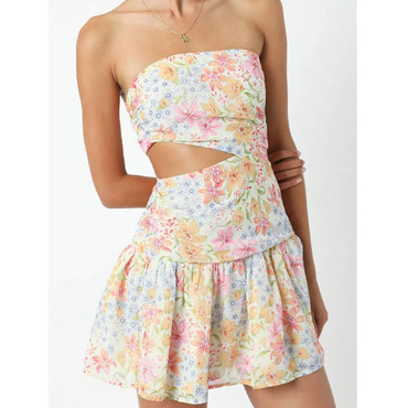 Wrapped Floral Cutout Mini Chic Cake Dress