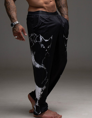 Unisex Vampire Cat Printed Chic Casual Pants