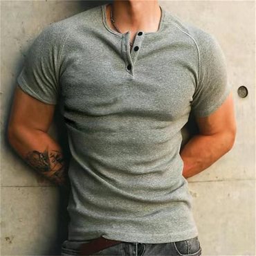 Men's Slim Simple Casual Chic Round Neck Plain T-shirt