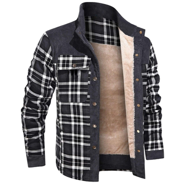 Men's Retro Check Pattern Chic Stitching Warm Wanderer Jacket