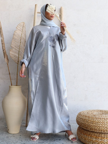 Stylish Solid Shimmer Mixed Chic Linen Robe