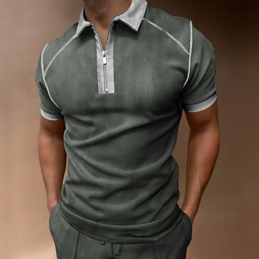 Men's Outdoor Vintage Contrasting Chic Colors Sport Polo Neck T-shirt