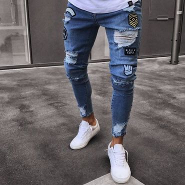 Fashion Ripped Hole Jeans Chic Hh034