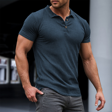 Men's Polo Neck Tight Chic Short Sleeve T-shirt