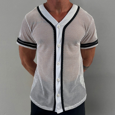 Men's Buttoned Chic Sheer Mesh Shirt