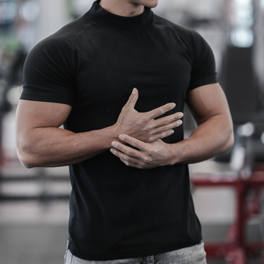 Men's Stretch Breathable Half Chic Turtleneck Short-sleeved Sports T-shirt