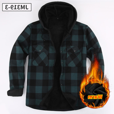 Men's Hooded Fleece Warm Chic Jacket Long Sleeve Square Collar Casual Jacket