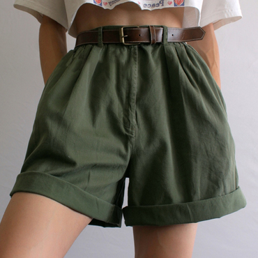 Vintage High-waist Solid Color Chic Shorts