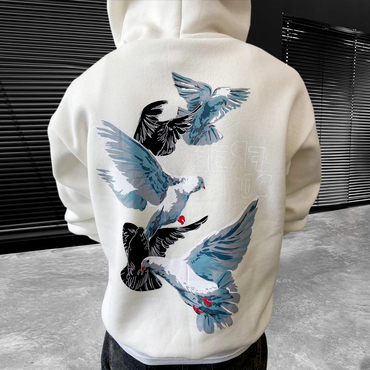 Oversized Men's Casual Freedom Print Chic Hooded Sweatshirt