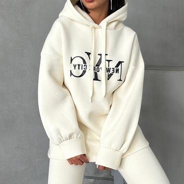 Oversized Printed Relaxed Chic Hoodie