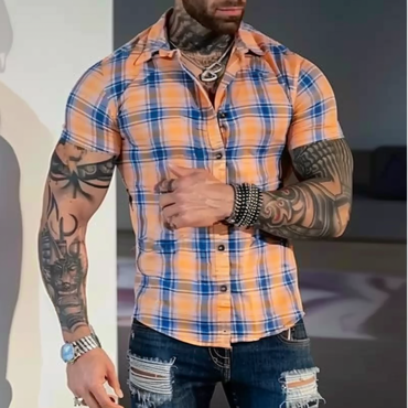 Men's Casual Plaid Short Sleeve Chic Shirt