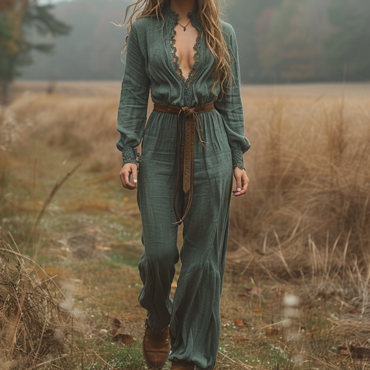 Women's Casual Jumpsuit Bohemian Chic Long Sleeve Jumpsuit