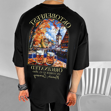 Oversized Unisex Oktoberfest Print Chic Casual T-shirt