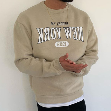 Letter Print Crew Neck Chic Pullover Sweatshirt