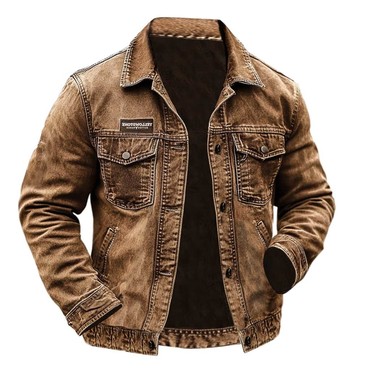 Men's Vintage Rip Multi-pocket Chic Distressed Lapel Outdoor Jacket