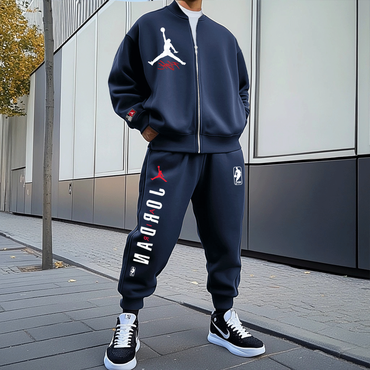 Unisex Basketball Print Casual Chic Jacket And Sweatpants Set