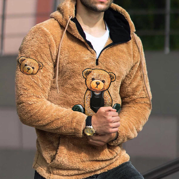 Teddy Bear Warm Men's Chic Lamb Wool Hoodie