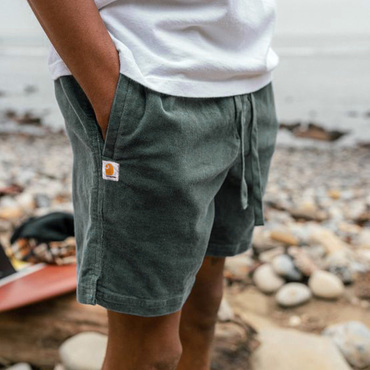 Men's Shorts Retro Corduroy Chic 5 Inch Shorts Surf Beach Shorts Daily Casual Green