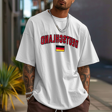 Unisex Vintage German Football Print Chic T-shirt