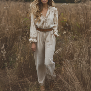 Women's Casual Jumpsuit Bohemian Chic Long Sleeve Jumpsuit