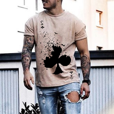 Fashion Hugh Poker Print Chic T-shirt