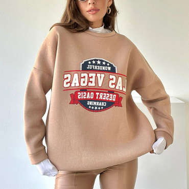 Oversized Women's Printed Casual Chic Crew Neck Sweatshirt