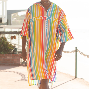 Kaftan Colorful Beach Resort Print Chic Hooded Robe