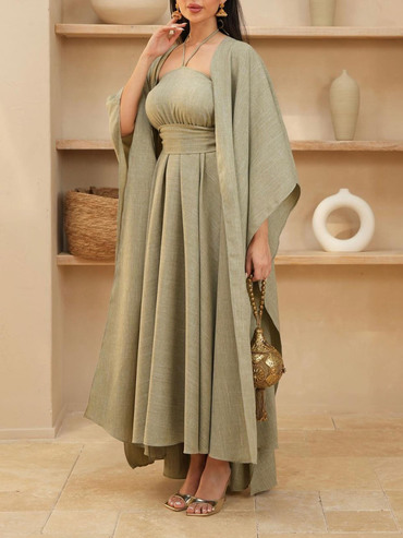 Stylish Ramadan Linen Two Chic Piece Kaftan Dress