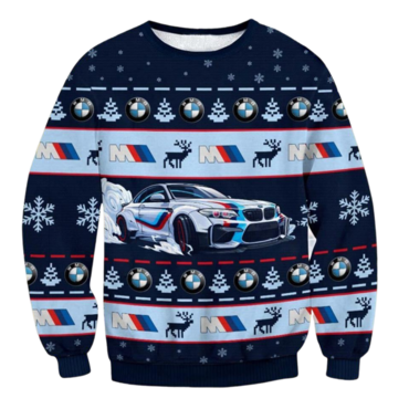 Unisex Car Print Crew Neck Chic Ugly Christmas Sweatshirt